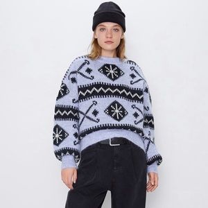 Zara Wool Mohair Blend Sweater Purple Size M